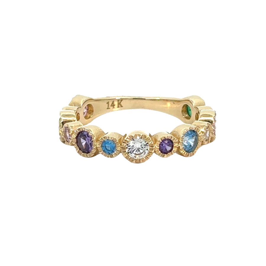 Ring Aro with CZ Multi Colors - 14k Gold