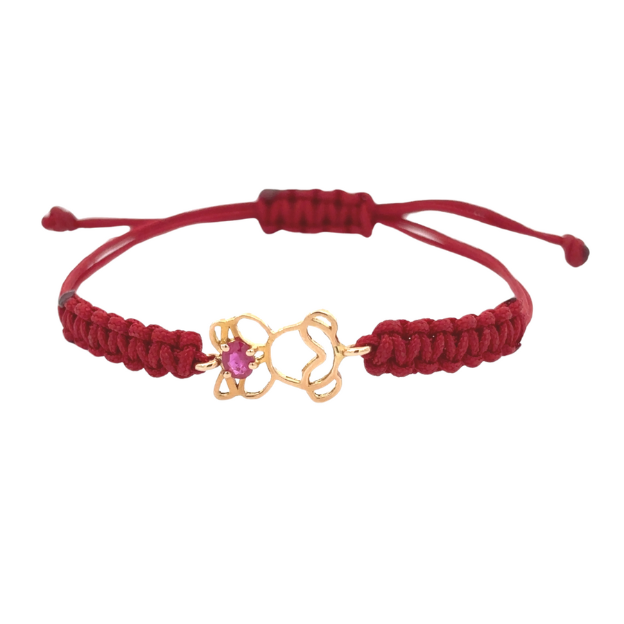 Bracelet Red with Girl - 18k Gold