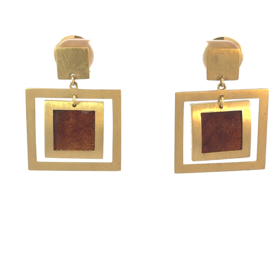 YG Wood Square – 18k Gold