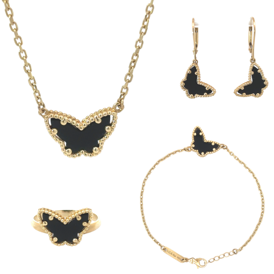 Exquisite 14k Gold Jewelry Set: Necklace, Earrings, Ring, and Bracelet