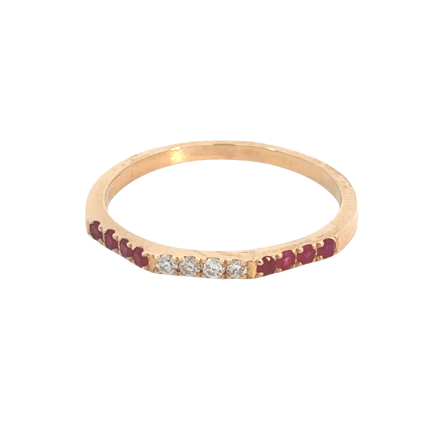 Rose Gold Ring with Ruby and Diamonds - 18k Gold