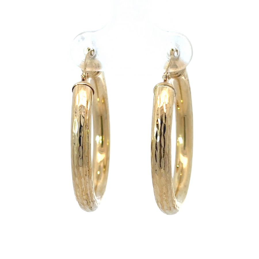 14k Gold Faceted Argolla Earrings – 24mm