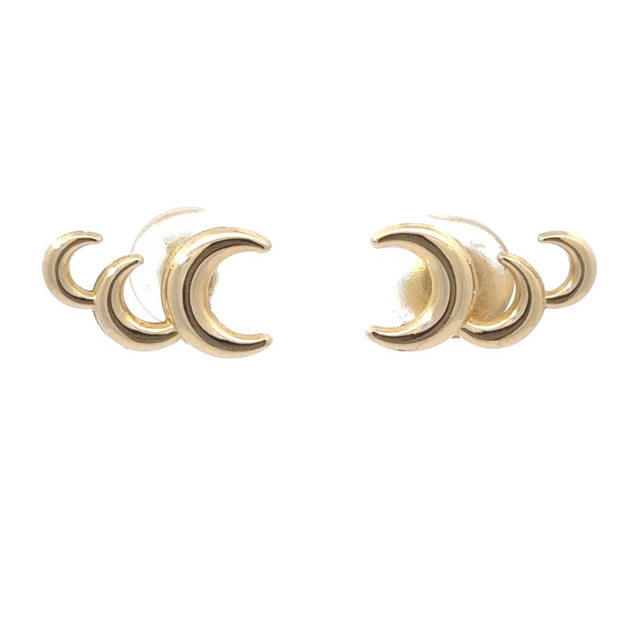 14k Gold Stud Earrings – 3 Moon Design for Women & Babies