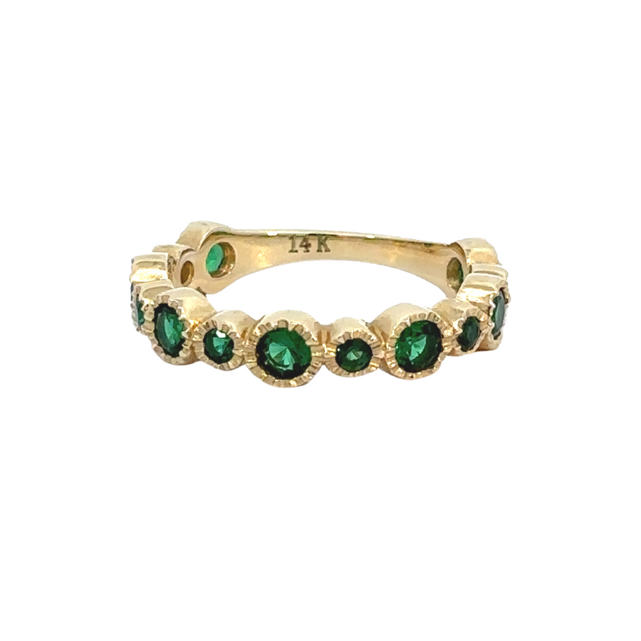 Ring Aro with CZ Green - 14k Gold