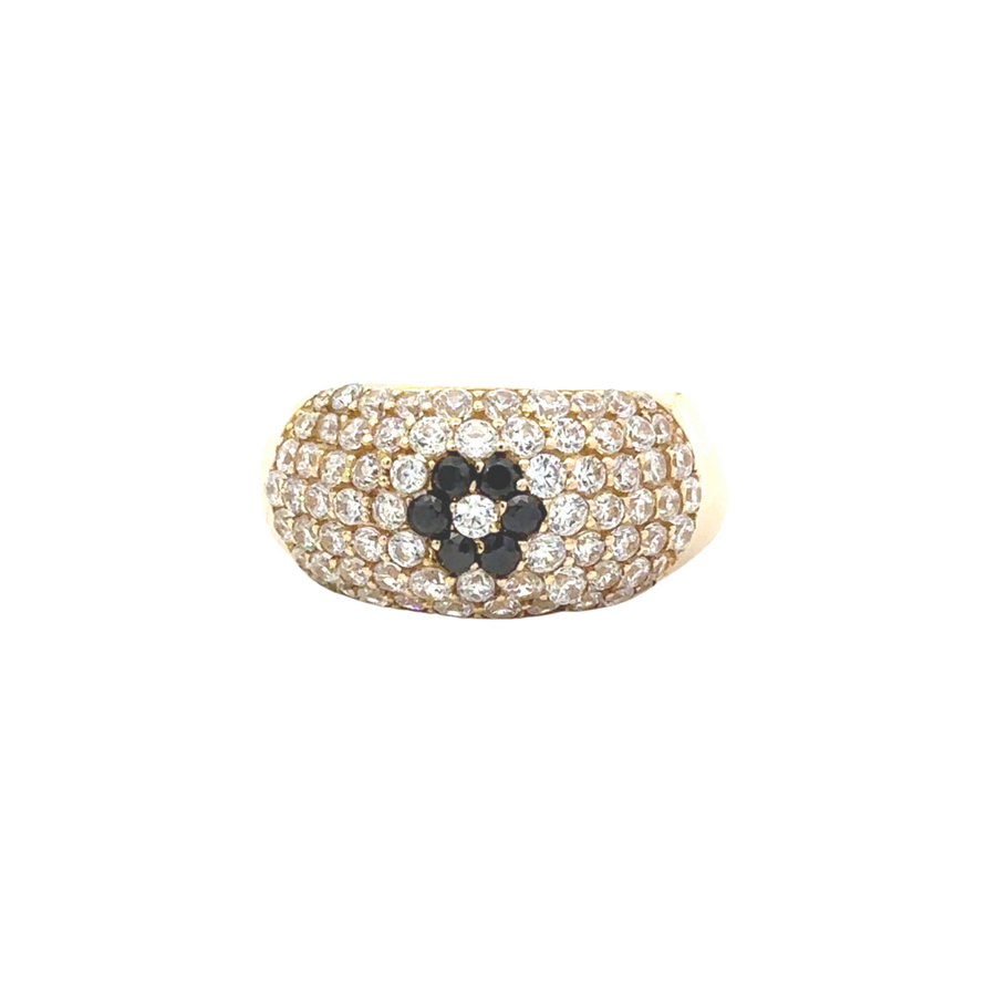 14k Gold Solid Ring with CZ & Flower Design – Elegant &amp; Timeless