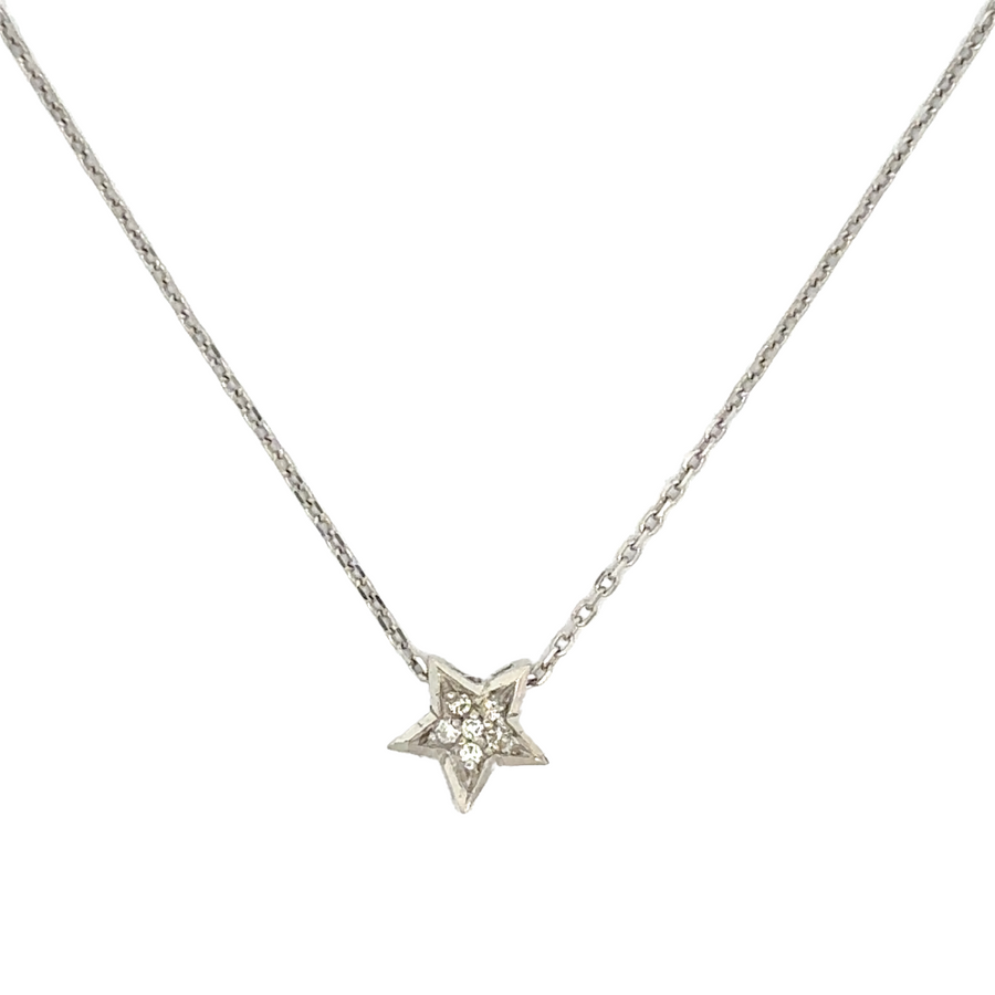 18k Gold Small Star Necklace with Diamonds for Women