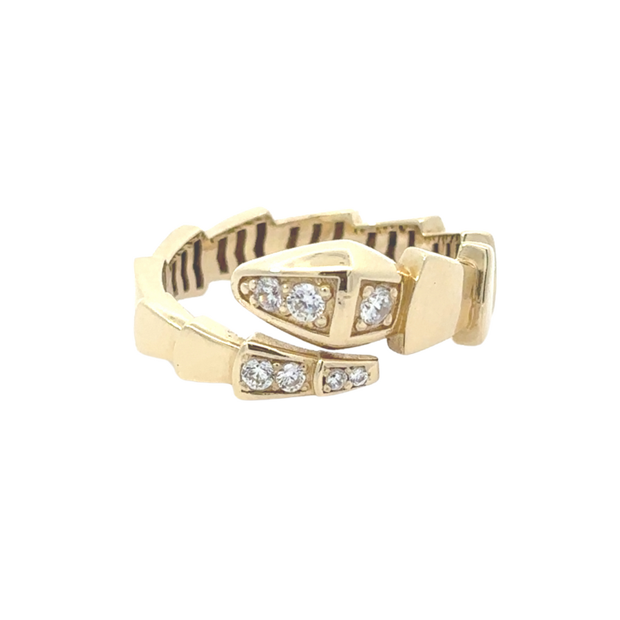 14k Gold Open Ring with CZ – Size 7