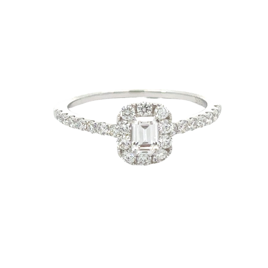 WG Ring with CZ/Diamonds – 0.49 CT &amp; 0.24 CT – Size 7 – 14k Gold