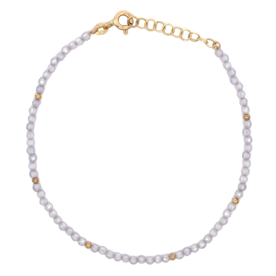 14k Gold Women's Bracelet with Lila Stones – Adjustable Design