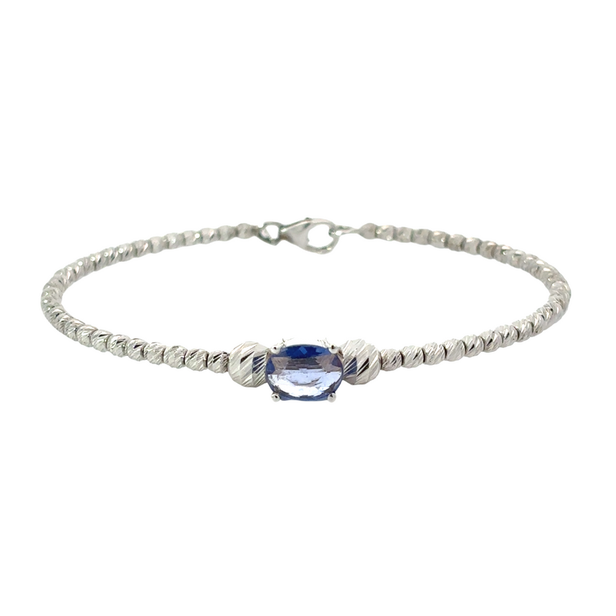 18k White Gold Bracelet with Sapphire - 5.7 cm