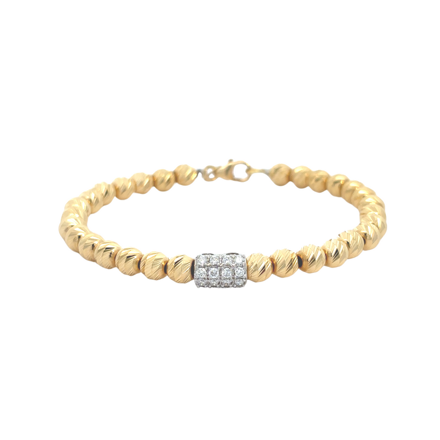 14k Gold Braided Bracelet with Diamonds – 53mm