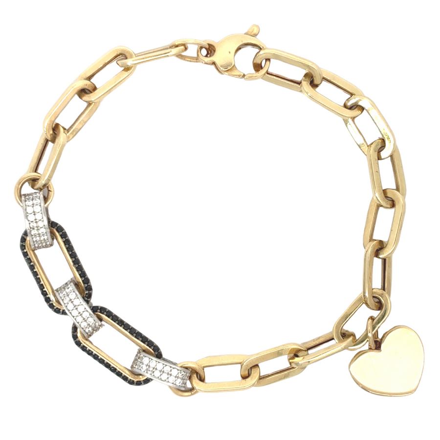 14k Gold Bracelet with Heart Link – 18.5 cm Elegant Women's Design