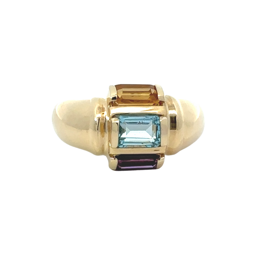 14k Gold Ring with 3 Stones for Women