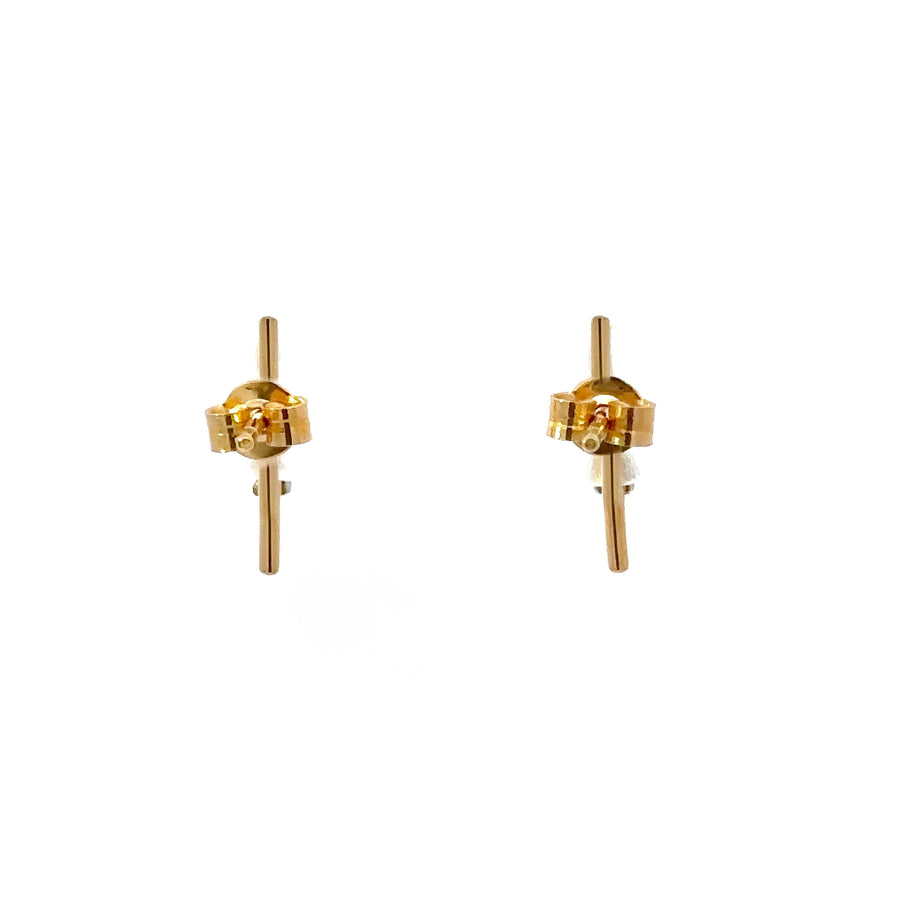 18k Gold Small Diamond Solid Earrings