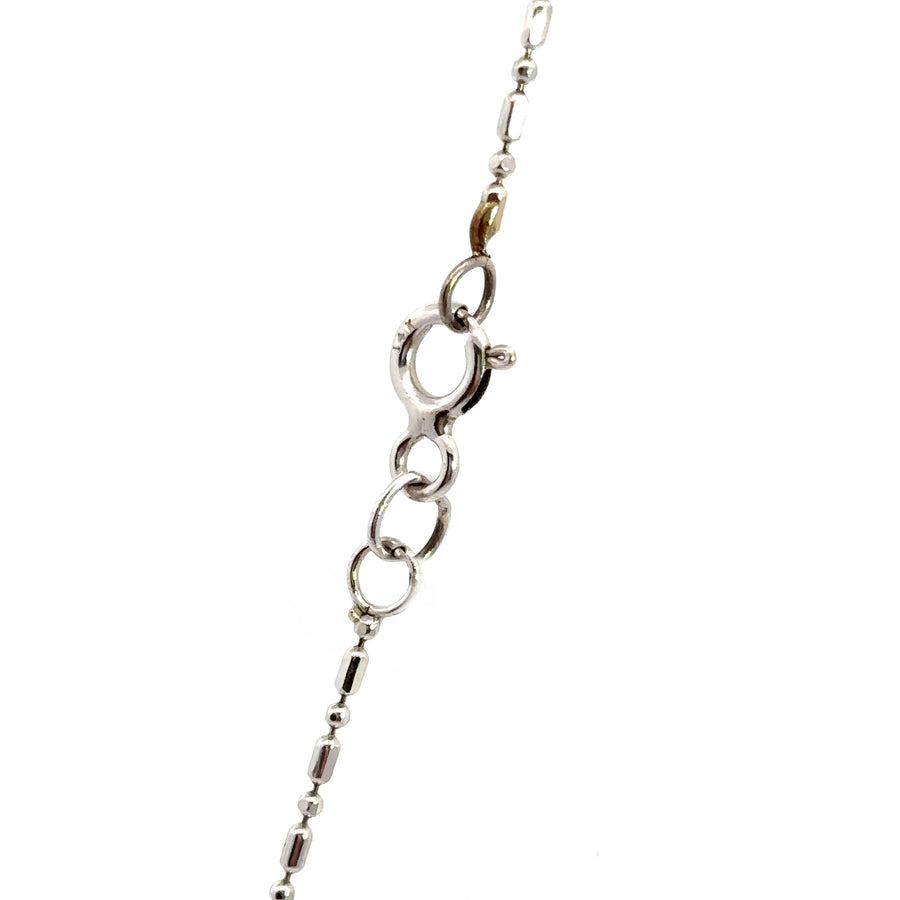 14k White Gold Key Pendant Necklace with Diamond