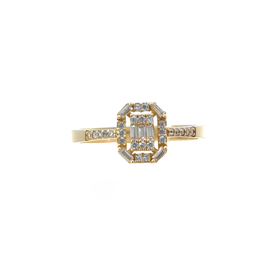 14k Gold Women's Ring with Square CZ Gemstone (Set2) - Size 7