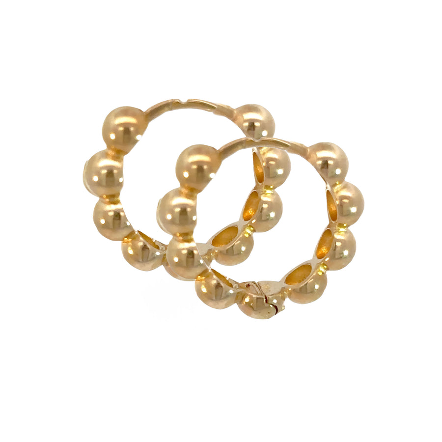 14k Gold Huggies with Bolitas for Women