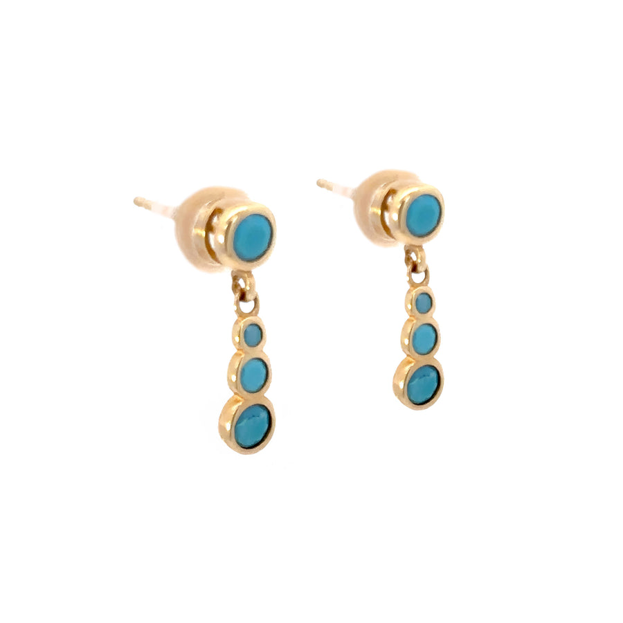 14k Gold Earrings with Blue Stone for Women