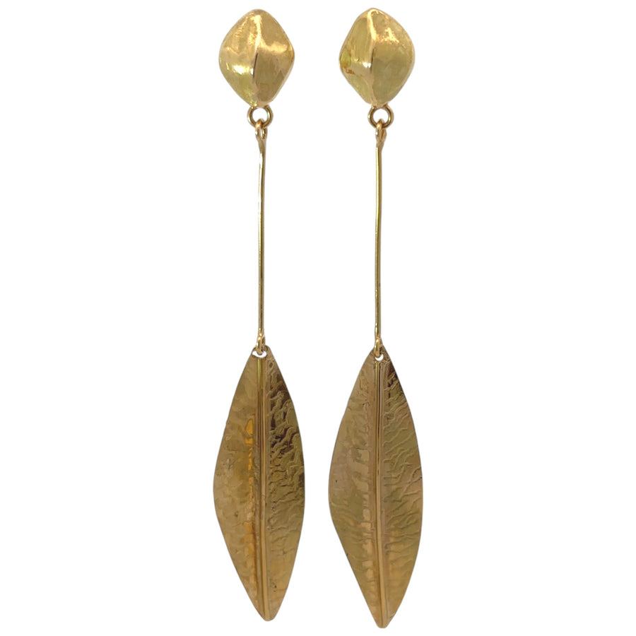 14k Gold Leaf Earrings for Women