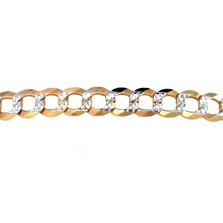 14k Gold Men's Faceted Cuban Link Bracelet - 20.5 cm