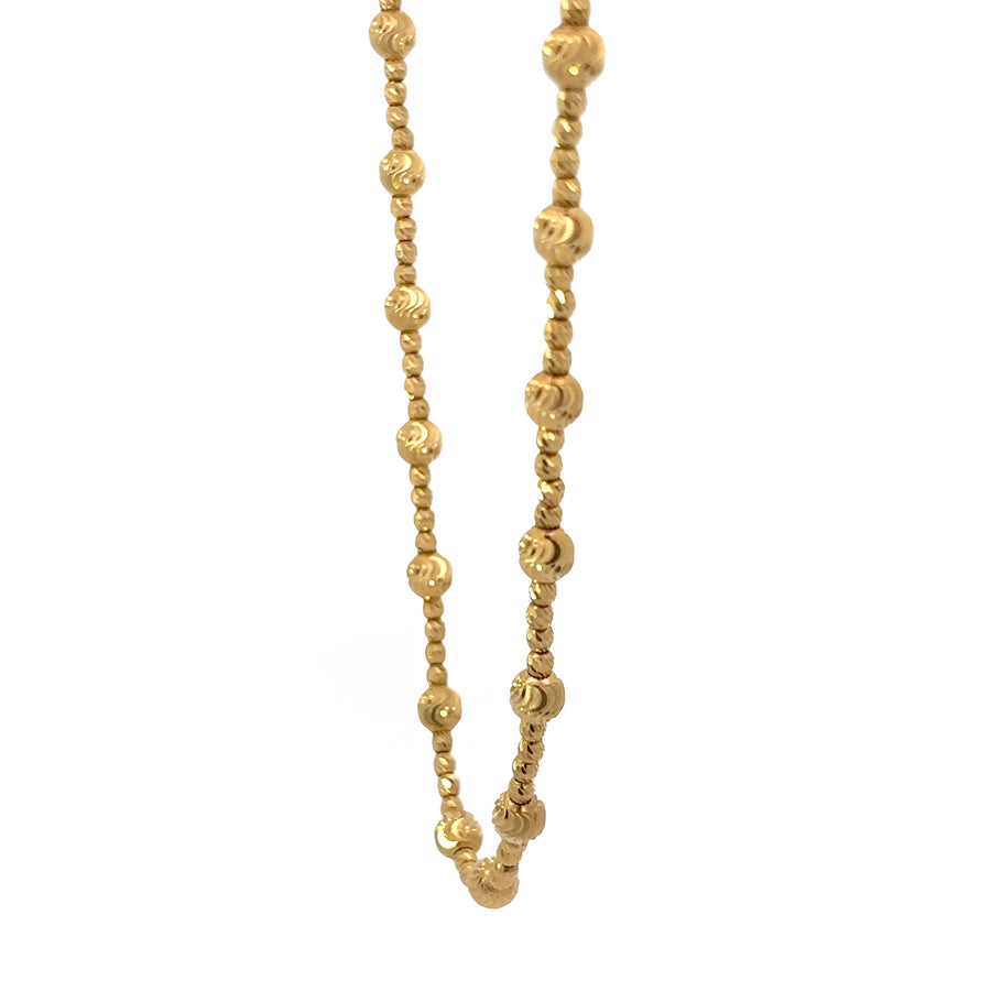 14k Gold Faceted Ball Chain Necklace, 30 Inches