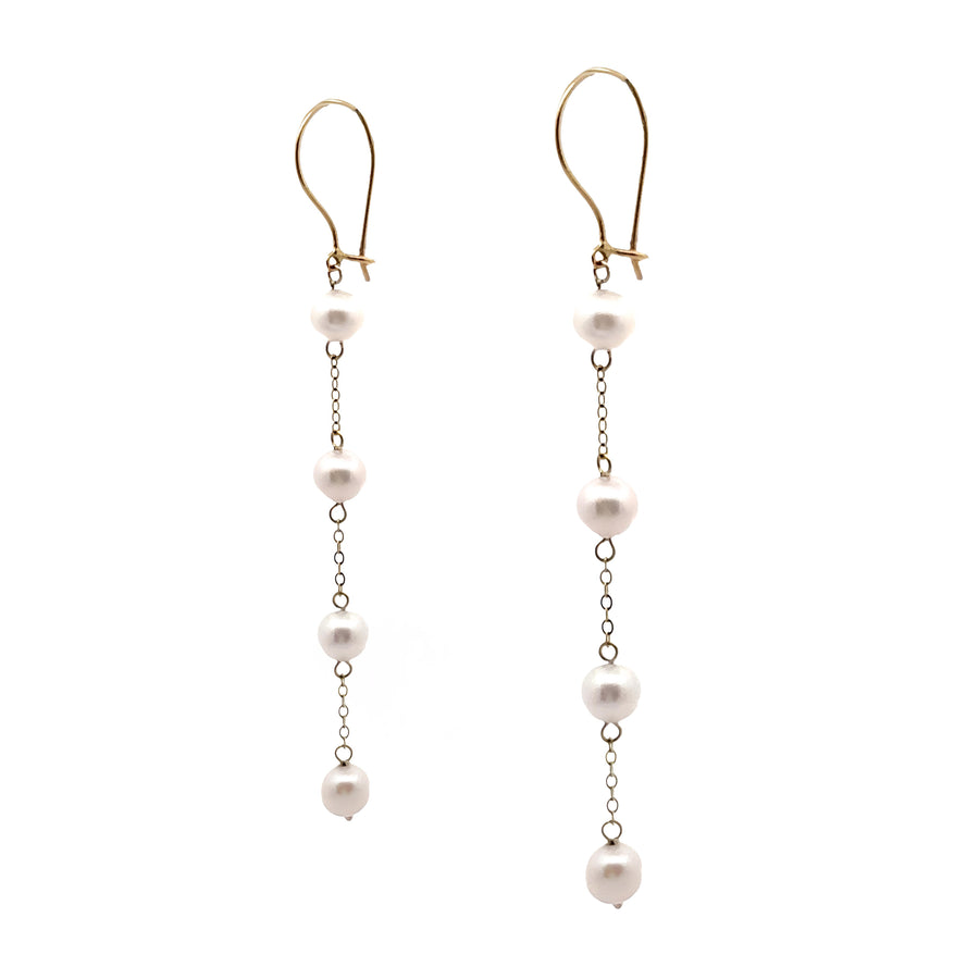 14k Gold Pearl Earrings