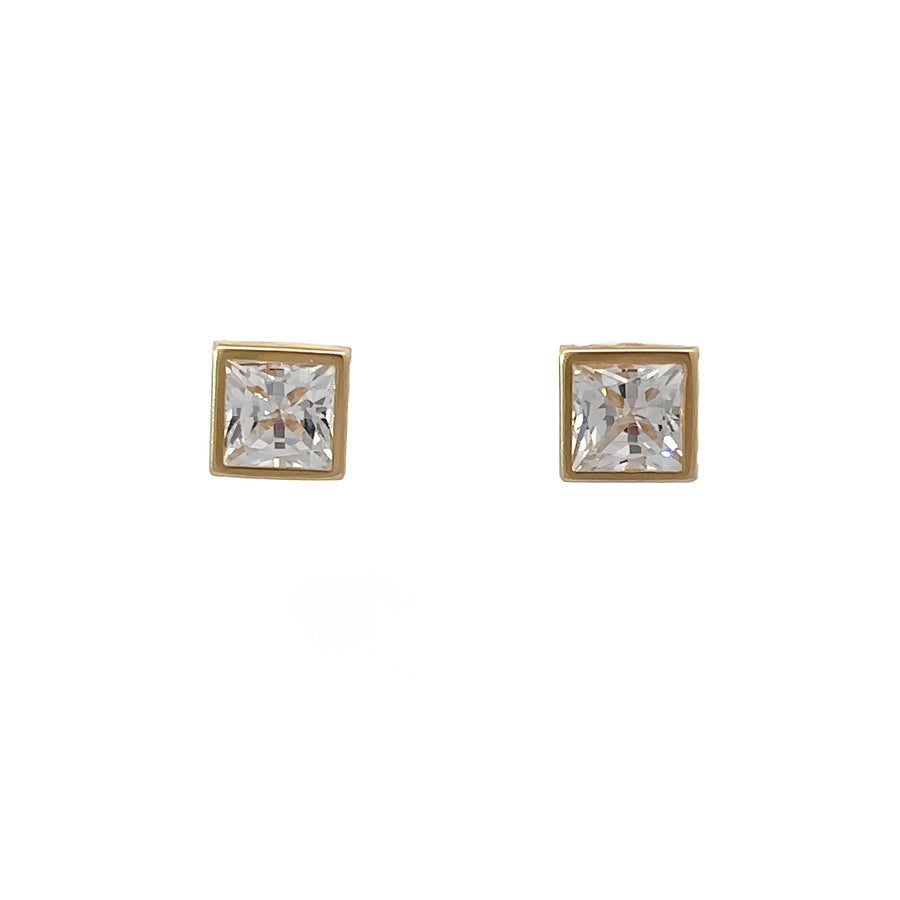 14k Gold Baby Earrings with Center CZ