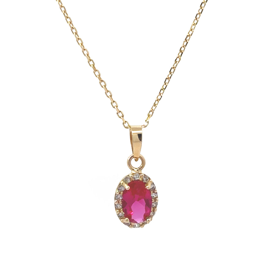 14k Gold Oval Pendant with CZ for Women and Baby