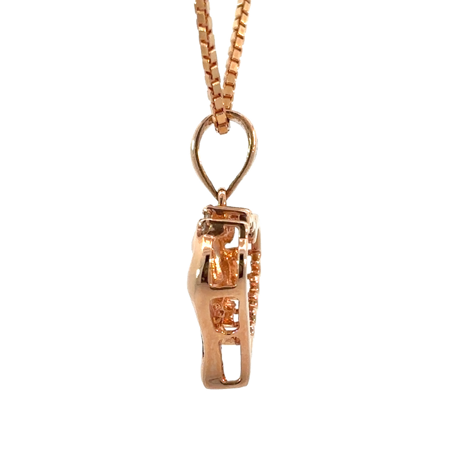 14k Rose Gold Heart Pendant with Diamonds for Women