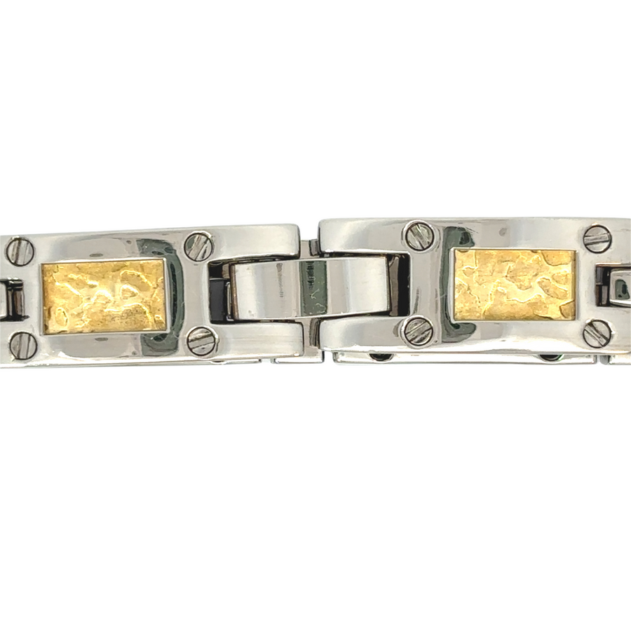 Men’s 18k Gold &amp; Titanium Bracelet – 23.3 cm