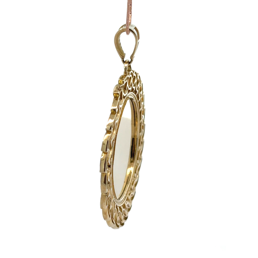 XL Gold Pendant with Red Accent for Men – 14k Gold