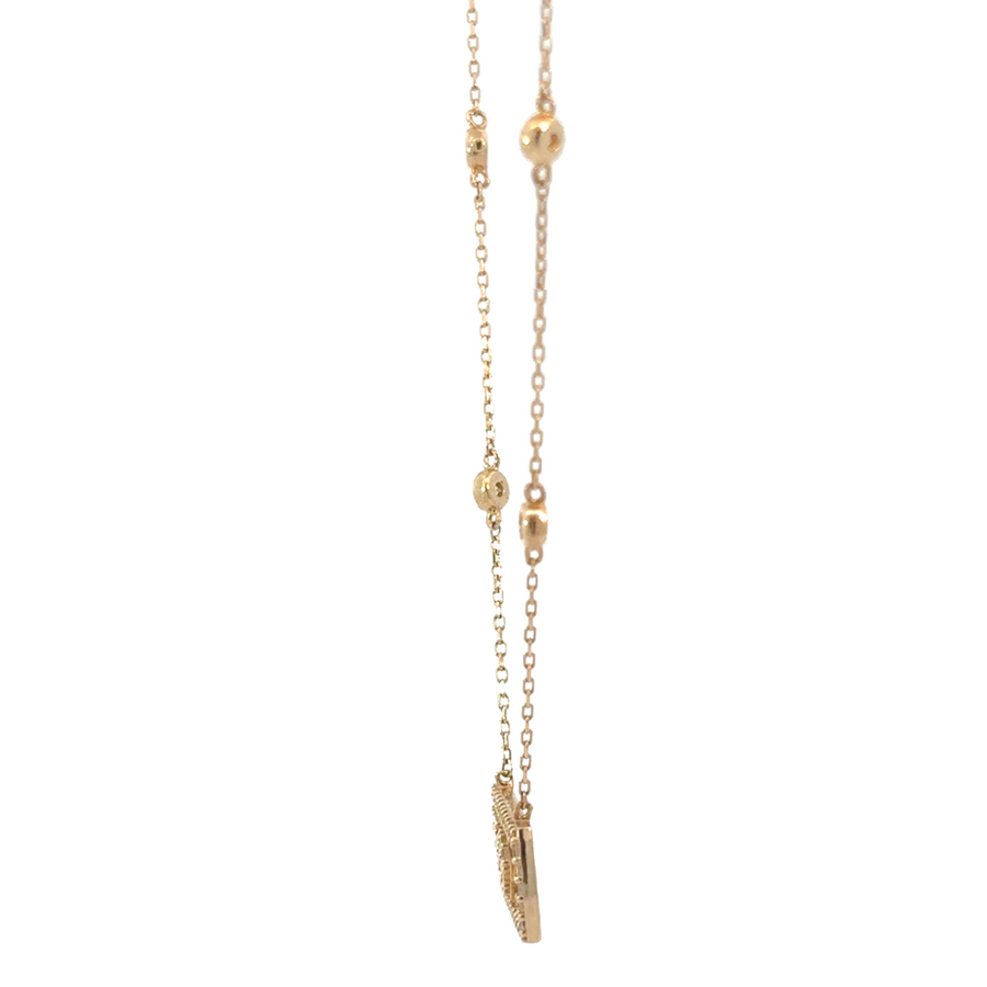 14k Gold Necklace with CZ Stones – Adjustable 17 to 19 Inches