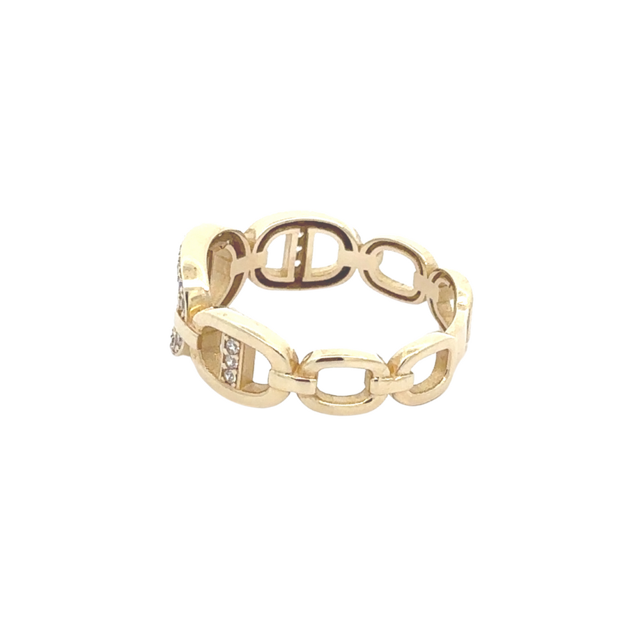 Solid Slim Ring with CZ - 14k Gold