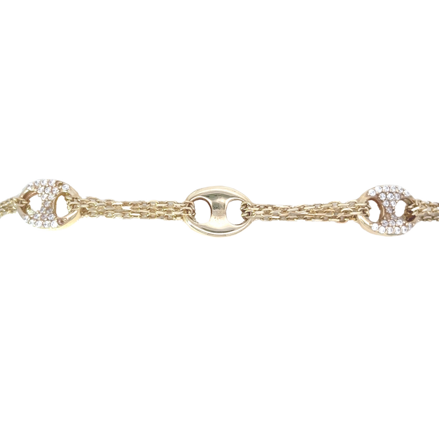 14k Gold Adjustable Bracelet - 18.5 to 21.8 cm for Women