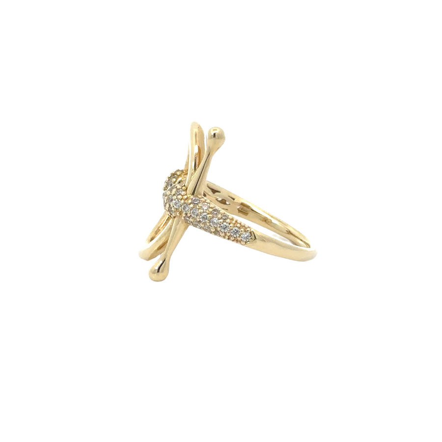 Ring Oval Open T with CZ - 14k Gold