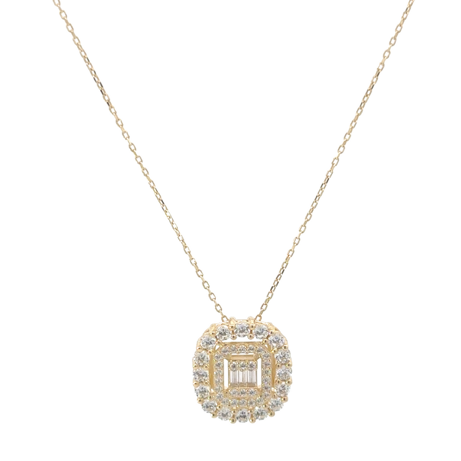 14k Gold Set (Ring, Necklace, Earrings) with Square Pendant