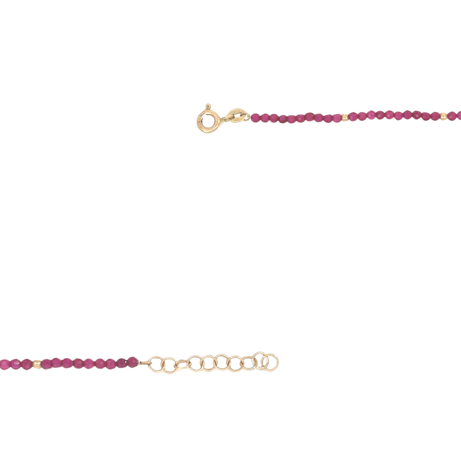 14k Gold Necklace with Red Corundum Stone – Adjustable Elegance