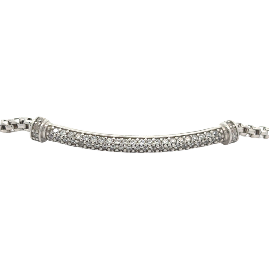 14k White Gold Women's Bracelet with Center Cubic Zirconia – 17 cm