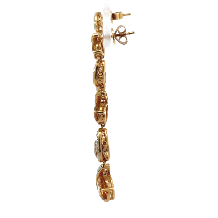 14k Gold Earrings with Citrine and Diamonds for Women