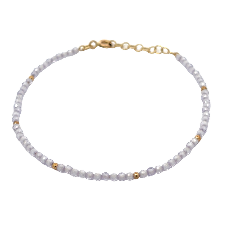 14k Gold Women's Bracelet with Lila Stones – Adjustable Design