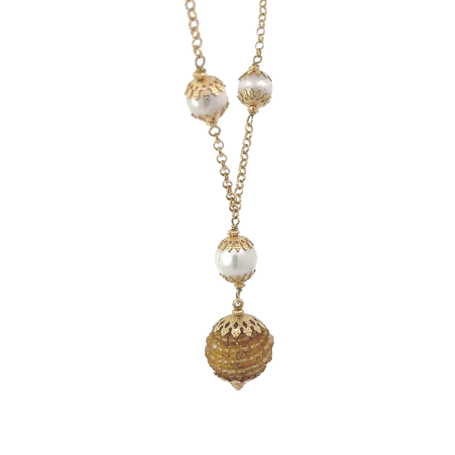 Elegant 14k Gold Necklace with Pearls for Women