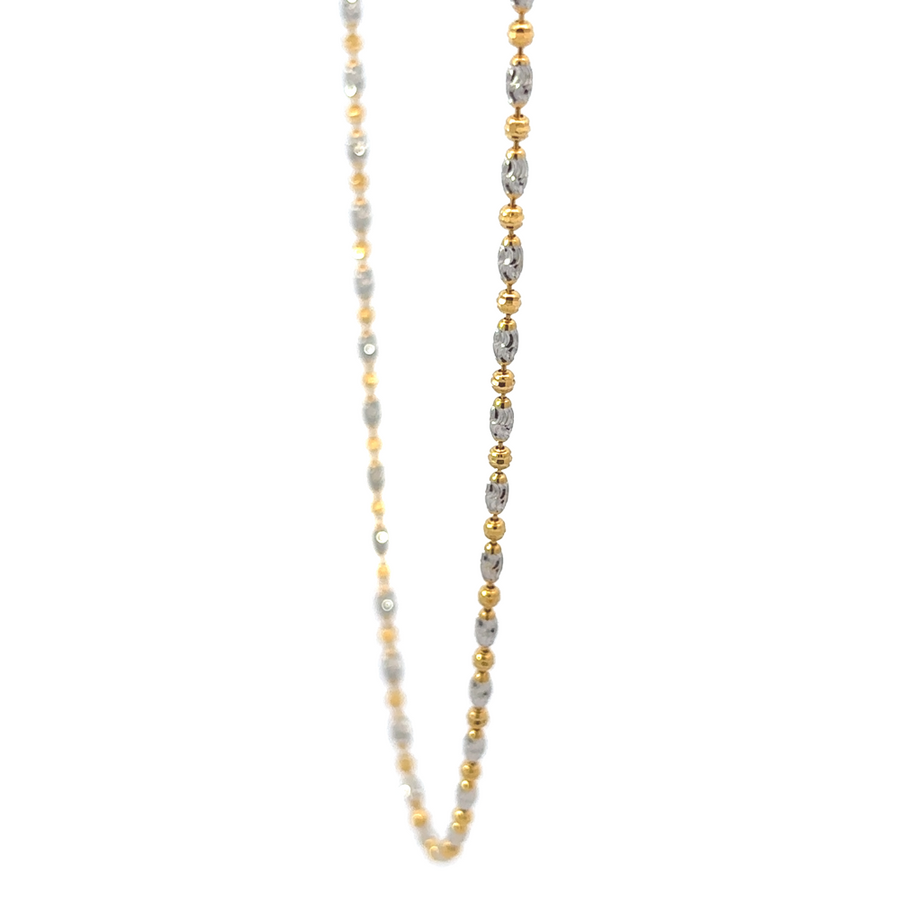 14k Gold Two-Tone Necklace – Round & Oval Faceted Links