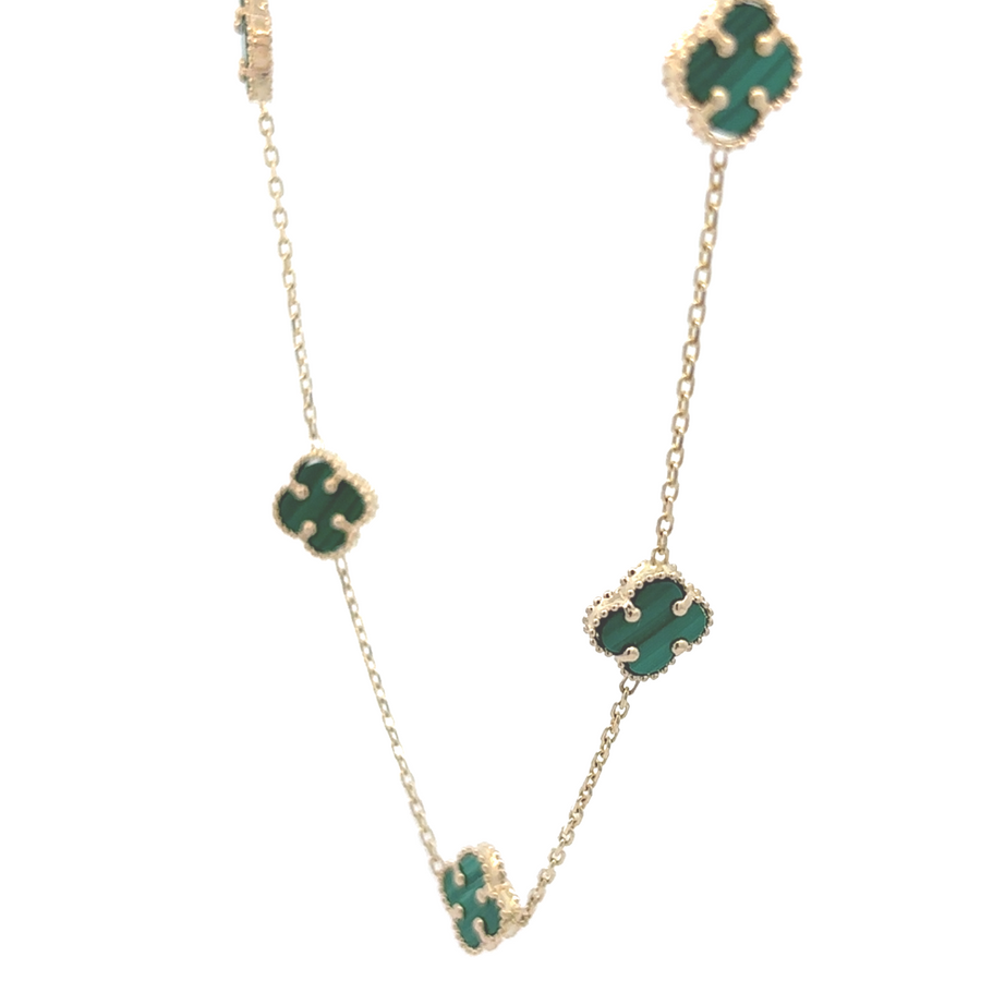 Necklace with 10 Green XS - 14k Gold