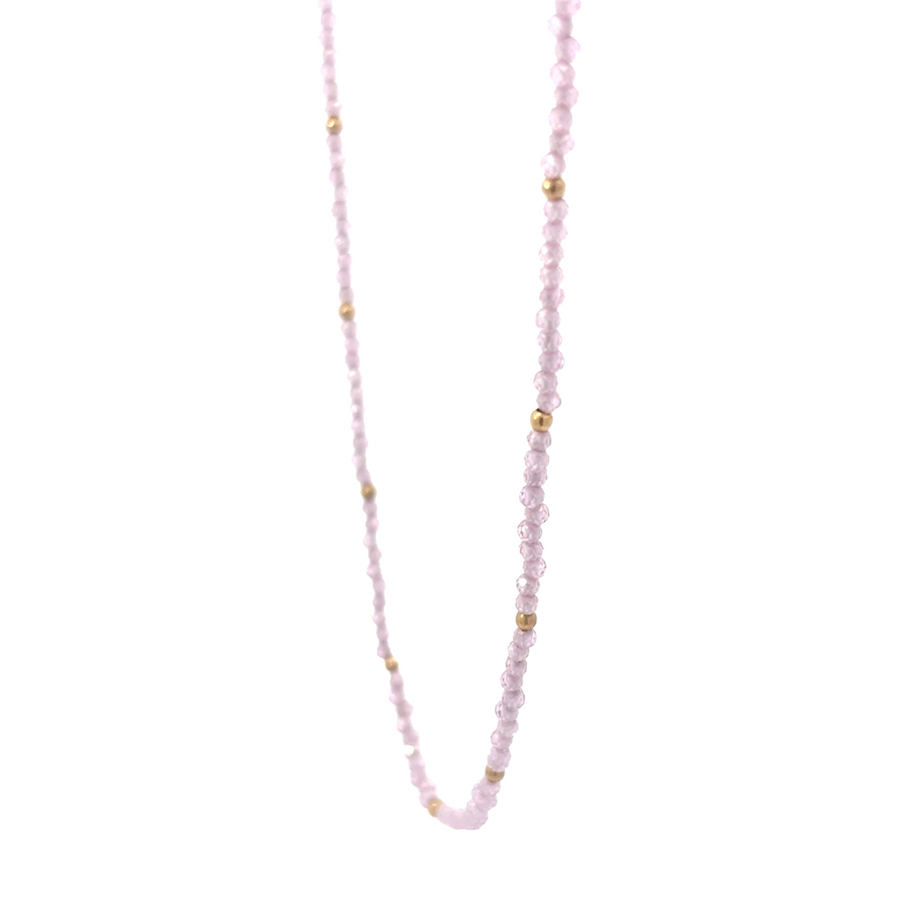 14k Gold Women's Necklace with Rose Corundum Stone – Adjustable