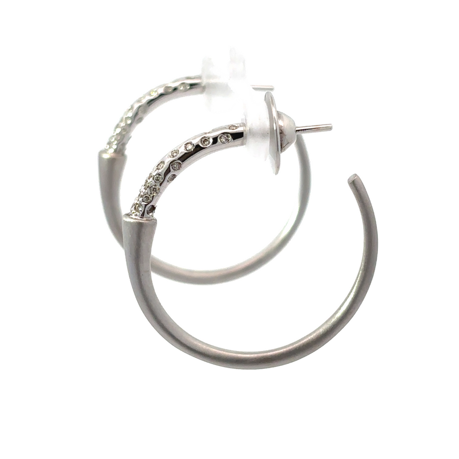 18k White Gold Hoop Earrings with Diamonds (0.24 CTs) for Women