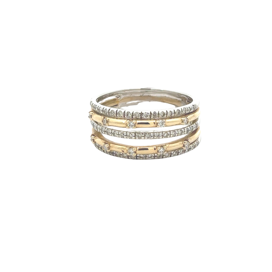 14k Gold Two-Tone Ring with Diamonds – Women's Elegant Jewelry