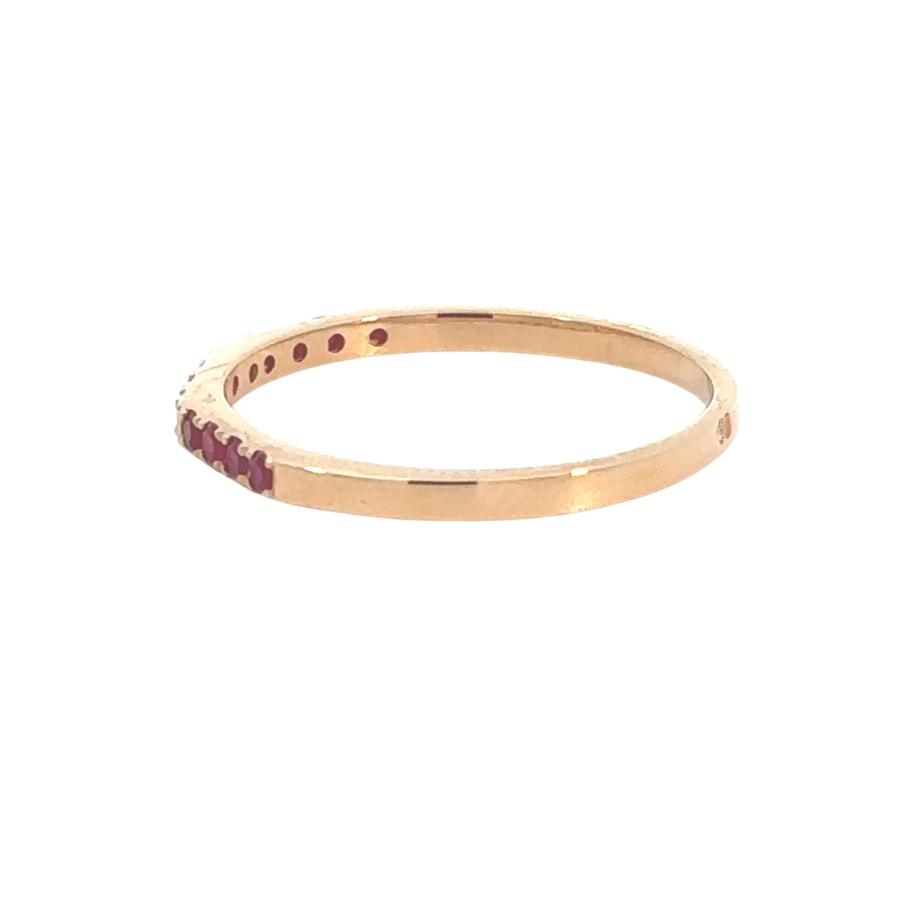 Rose Gold Ring with Ruby and Diamonds - 18k Gold