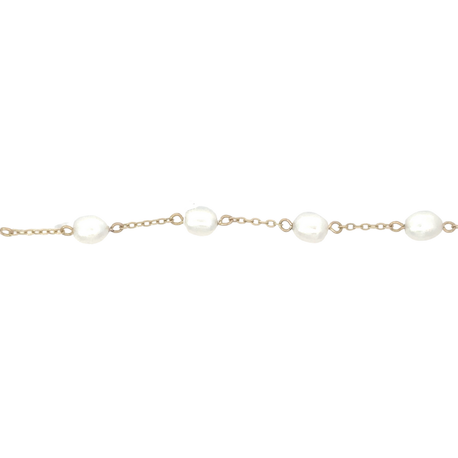 14k Gold Bracelet with 11 Small Pearls – 19.8 cm Elegant Design