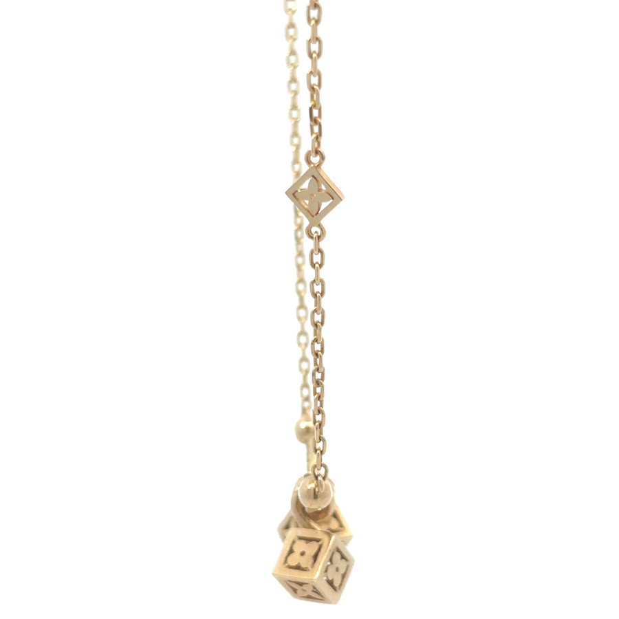 14k Gold Necklace with Square Pendant – Adjustable 18 to 19 Inches