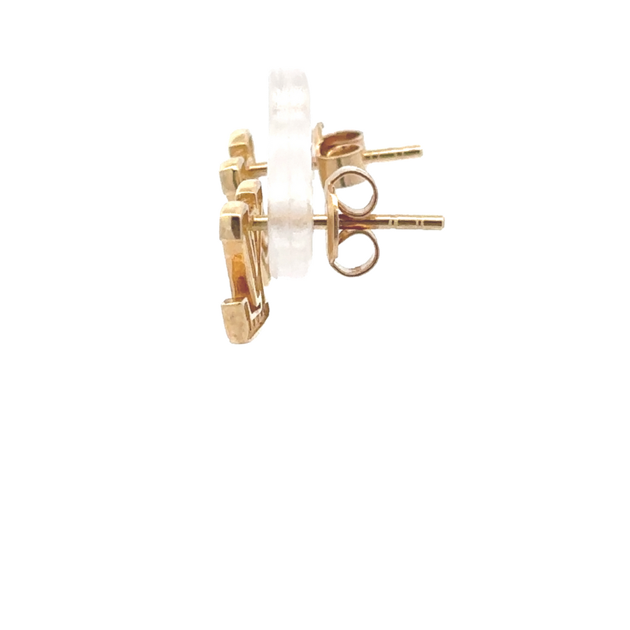 14k Gold Stud Earrings with All CZ